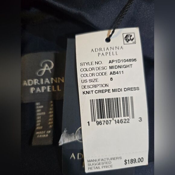 Adrianna Papell Women's Fit & Flare Tuxedo Dress NWT size 8 Midnight Blue - Picture 6 of 6